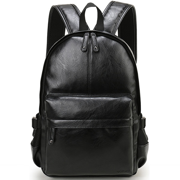 Men’s Solid Color Eco-Leather Backpack