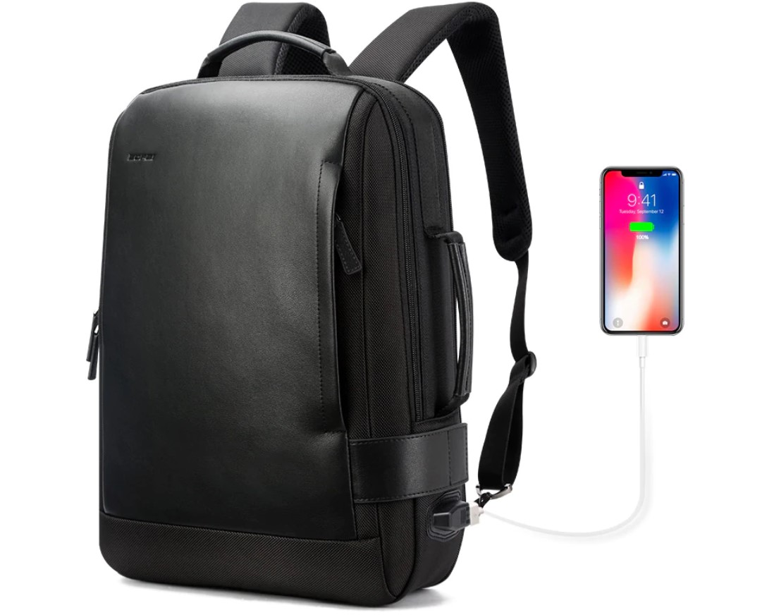 Men’s Waterproof USB Backpack with Data Cable